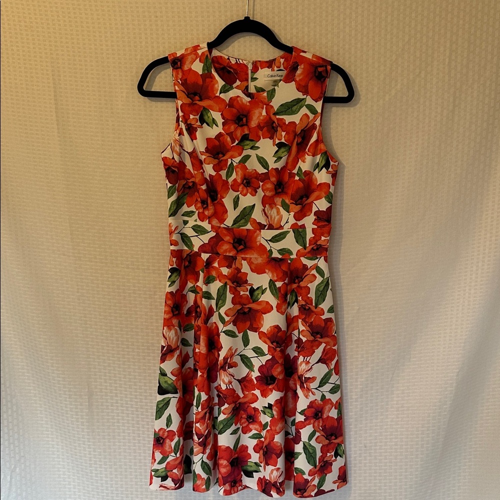 #546 Calvin Klein Floral Print Midi Dress